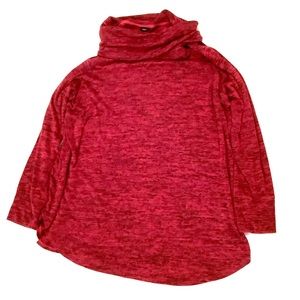 intro. red knit cowl neck top shirt plus size